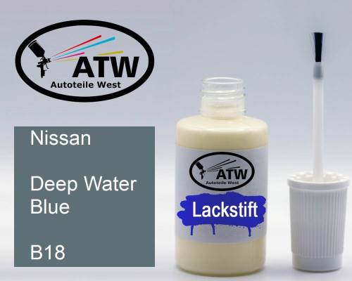 Nissan, Deep Water Blue, B18: 20ml Lackstift, von ATW Autoteile West.